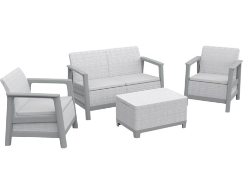 Set de mobilier de grădină cu canapea, două fotolii și un taburet pentru exterior