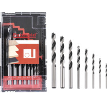 Set de burghie pentru lemn în cutie de depozitare transparentă