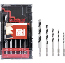 Set burghie lemn cu diferite dimensiuni în cutie de plastic