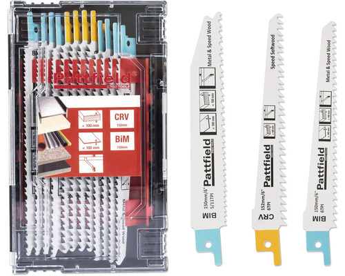 Set pânze fierăstrău Pattfield pentru lemn și metal, dimensiuni diferite, 12 buc. Set pânze de ferăstrău vertical Pattfield pentru lemn și metal, diferite modele