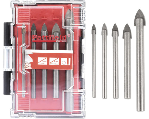 Set burghie sticlă Pattfield cu dimensiuni diferite într-o cutie transparentă