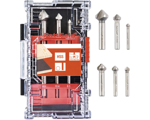 Set burghie conice Pattfield HSS 6,3-20,5mm, 6 piese Set burghie conice Pattfield pentru lemn, cu dimensiuni diferite