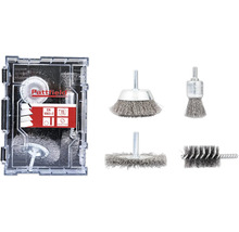 Set de perii de sârmă Pattfield cu diverse accesorii de perie într-o cutie de depozitare