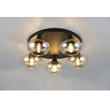 Lumină de plafon cu cinci becuri și abajururi din sticlă