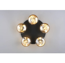 Plafonieră cu cinci lămpi din sticlă