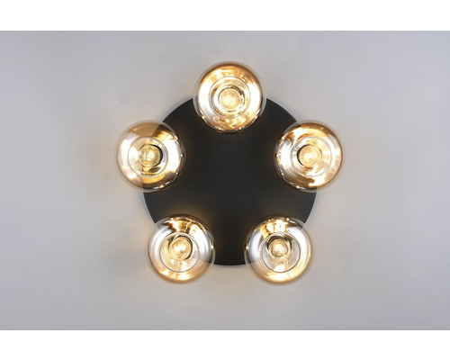 Plafonieră cu cinci lămpi din sticlă