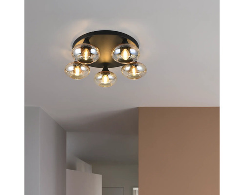 Plafonieră cu cinci sfere de sticlă