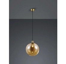 Lustr cu abajur rotund din sticlă de culoarea chihlimbarului