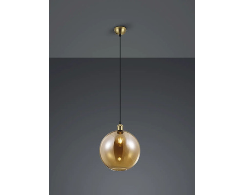 Pendul Trio Dino E27 max. 1x60W, sticlă auriu Lustr cu abajur rotund din sticlă de culoarea chihlimbarului