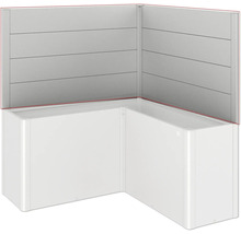 Cadă de colț cu placare cu panouri și perete posterior