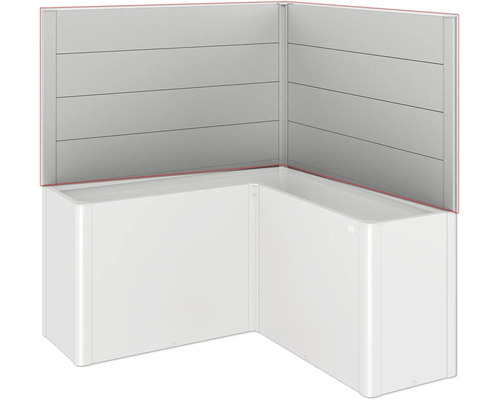 Cadă de colț cu placare cu panouri și perete posterior