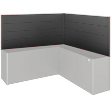 Cadă de colț cu placare neagră pe perete