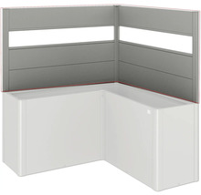 Cadă de colț cu placaj și panouri de perete