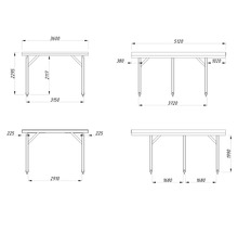 Desen tehnic al unei mese de grădină cu dimensiuni
