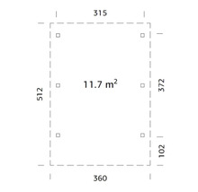 Plan cu dimensiunile 315, 360, 372 și 512 și o suprafață de 11,7 metri pătrați