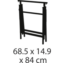 Dimensiunile unui capră de lucru 68,5 x 14,9 x 84 centimetri