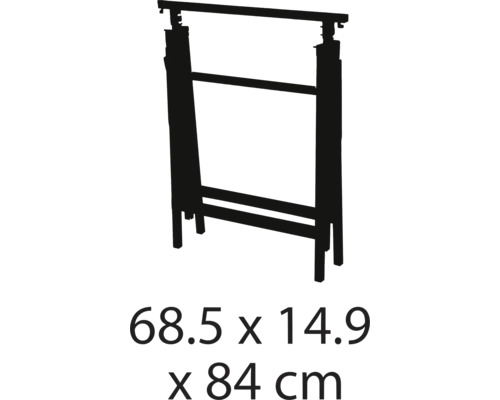 Dimensiunile unui capră de lucru 68,5 x 14,9 x 84 centimetri