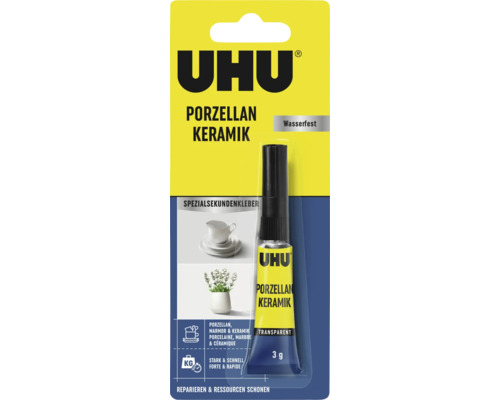 Adeziv instant UHU pentru porţelan/ceramică 3 g Adeziv Uhu pentru porțelan și ceramică 3 grame