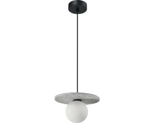 Lumină suspendată cu abajur din pâslă și bec rotund