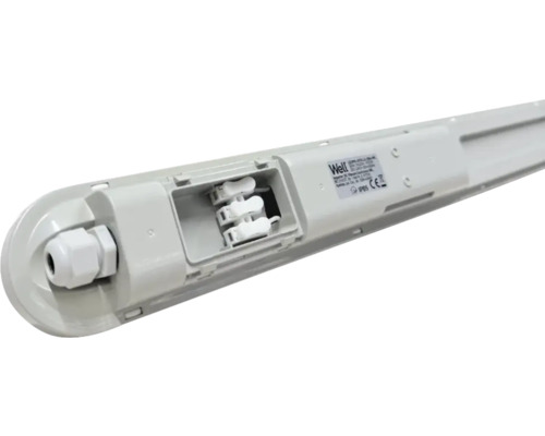 Corp de iluminat pentru spații umede cu cutie de conexiuni deschisă pentru instalație electrică