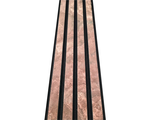 Panou acustic cu structură din lemn și dungi negre