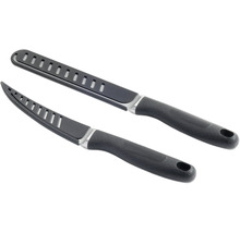Două cuțite negre de filetat cu fante
