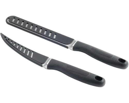 Două cuțite negre de filetat cu fante