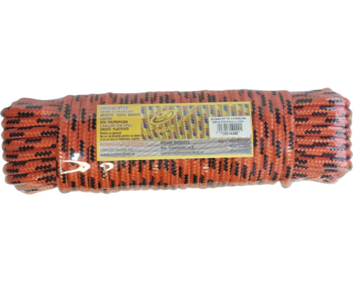 Frânghie portocalie din polipropilenă cu model negru, legată
