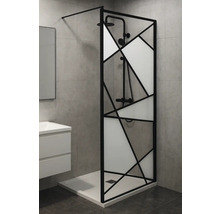 Cabină de duș cu design geometric în baie