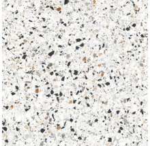 Placă de pardoseală tip terrazzo cu pietre albe, negre și gri