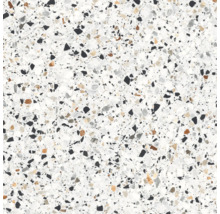 Prim-plan cu o placă de terrazzo cu mici incluziuni de piatră colorată