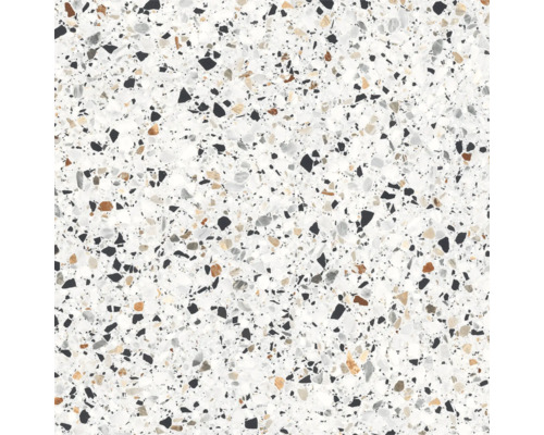 Prim-plan cu o placă de terrazzo cu mici incluziuni de piatră colorată