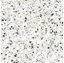 Prim-plan cu o placă de pardoseală în stil terrazzo