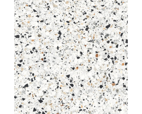 Prim-plan cu o placă de pardoseală în stil terrazzo