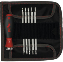 Șurubelniță Wiha cu set de biți în husă neagră rulată