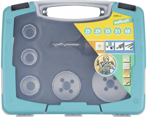 Set de ferăstraie-cupă Wolfcraft în cutie de plastic