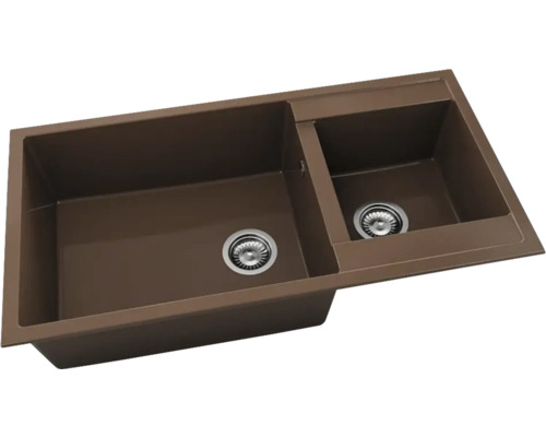 Chiuvetă de bucătărie cu două cuve și armătură de scurgere