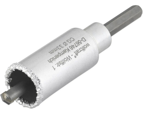 Carotă tungsten Wolfcraft Ø33mm, cu burghiu și hexagon Burghiu pentru faianță Wolfcraft cu diametrul de 33 milimetri