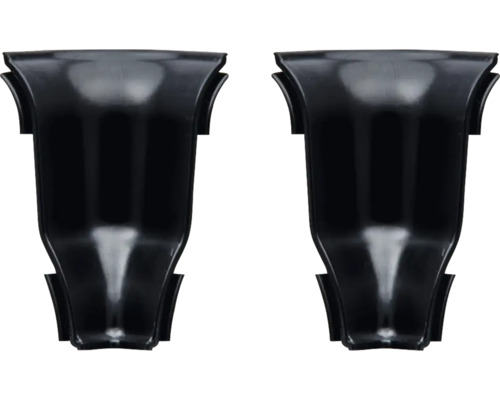 Două suporturi negre pentru jgheaburi din plastic