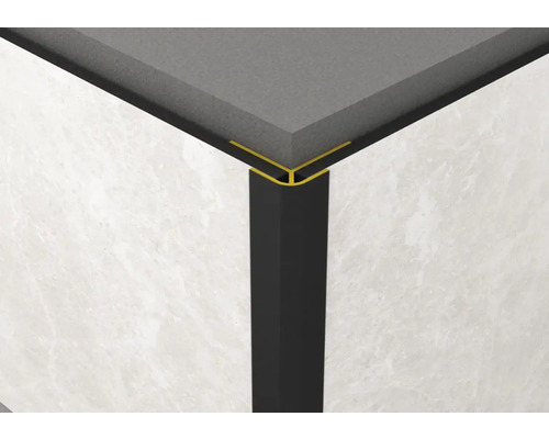 Colț cu șină de faianță, faianță și plintă