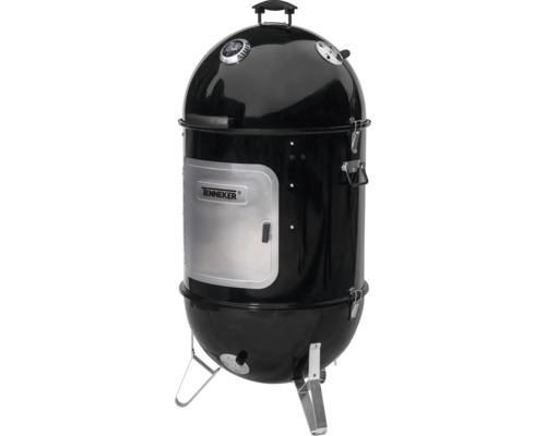 Grătar vertical negru Tenneker cu indicator de temperatură și ușă argintie