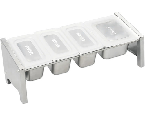 Recipient din oțel inoxidabil cu patru inserții și capace