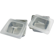 Două recipiente din oțel inoxidabil cu capac transparent și logo Tenneker