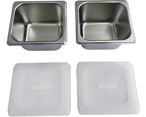 Două recipiente din oțel inoxidabil cu capac marca Tenneker