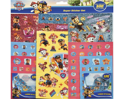 Set Super Autocolante Paw Patrol cu peste 500 de bucăți.