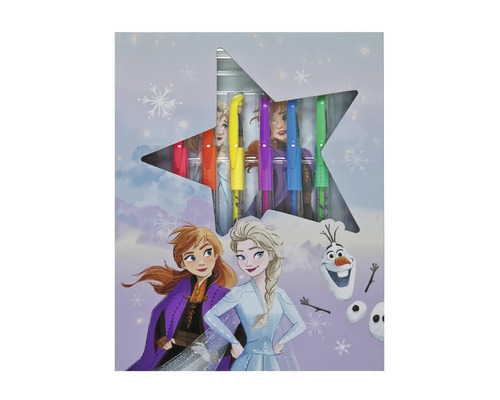 Set de markere Frozen într-un ambalaj cu ilustrații Anna, Elsa și Olaf