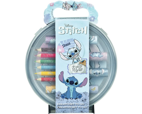 Set creativ Disney Stitch pentru luat cu tine, cu creioane și pagini de colorat