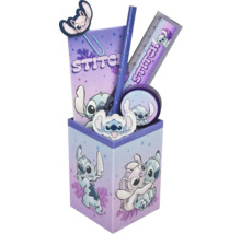 Set de birou cu riglă, creion, gumă de șters, ascuțitoare, blocnotes și agrafă de birou cu motiv Stitch