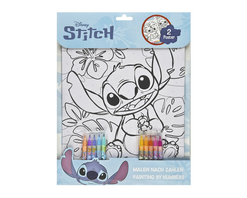 Set de pictură după numere cu motiv Disney Stitch și două postere