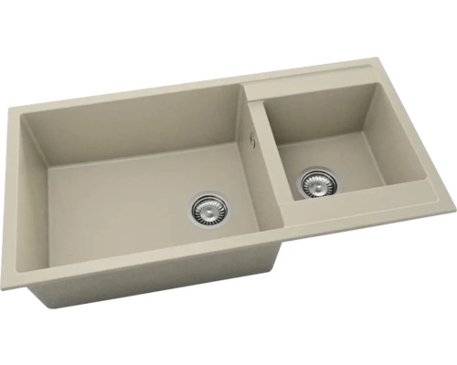 Chiuvetă cu două cuve și armătură de scurgere